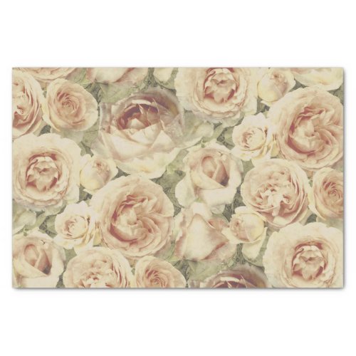 Vintage Blush Pink Roses Floral Pattern Tissue Paper