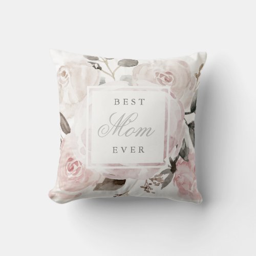Vintage Blush Pink Watercolor Roses  For Mom Throw Pillow