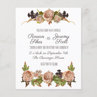Vintage Blush & Plum Floral Budget Invitation Flye Flyer