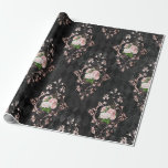 Vintage Blush Roses and Black Harlequin Pattern Wrapping Paper<br><div class="desc">Blush pink and black floral themed gift wrap with harlequin pattern.</div>
