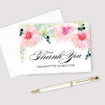 Vintage Blush Spring Floral Watercolor Wedding Thank You Card<br><div class="desc">Pretty folded thank you note cards feature a lovely floral frame of watercolor daisy flowers in soft shades of pink,  blush,  aqua,  and green. Classic black personalized text for your name. The blush pink inside can be personalized and printed with a custom Thank You message.</div>