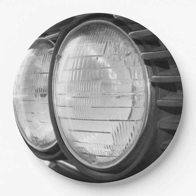Vintage BMW headlights Paper Plates (Front)