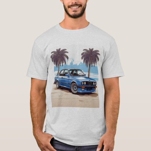 Vintage BMW M3 Beach Tee _ Classic Coastal Ride