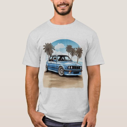 Vintage BMW M3 Beach Tee _ Classic Coastal Ride