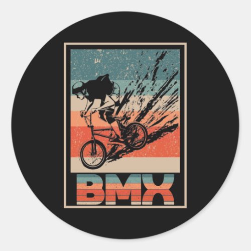 Vintage BMX Biking Boys Bicycle Motorcross Classic Round Sticker
