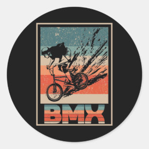 Vintage BMX Biking Boys Bicycle Motorcross Classic Round Sticker