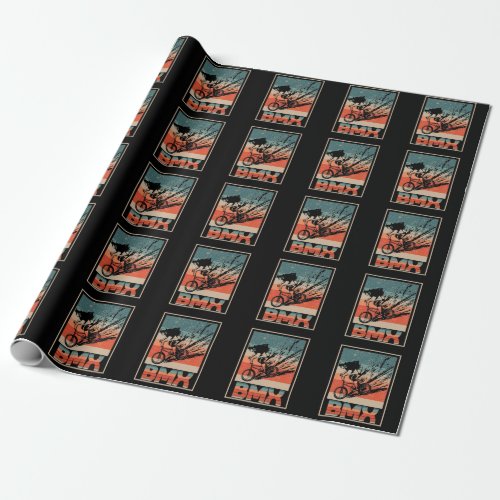 Vintage BMX Biking Boys Bicycle Motorcross Wrapping Paper