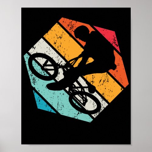 Vintage BMX Rider Retro Bicycle Stunt Race Poster