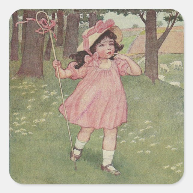 Vintage Bo Peep Square Sticker (Front)