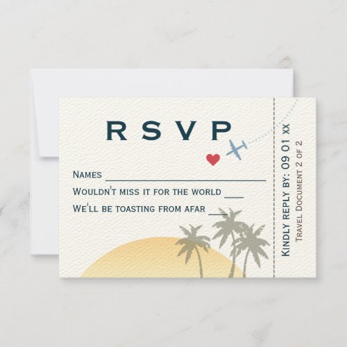 Vintage Boarding Pass RSVP on ecru Invitation