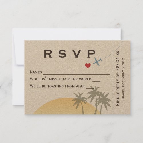 Vintage Boarding Pass RSVP on Kraft Paper Invitation