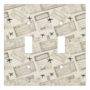 Vintage Boarding Pass Travel Pattern Light Switch Cover