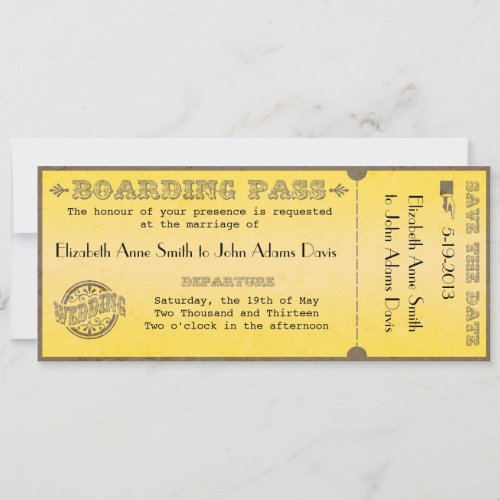 Vintage Boarding Pass Wedding Invitation