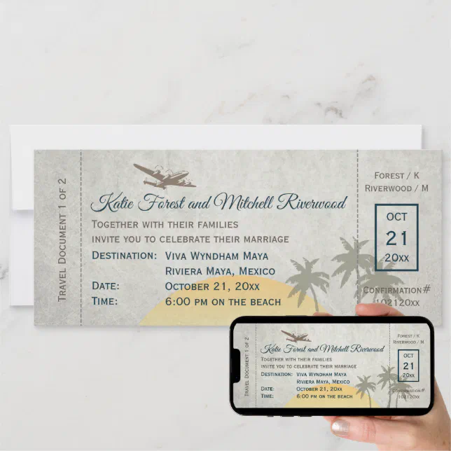 Vintage Boarding Pass Wedding Invitation | Zazzle