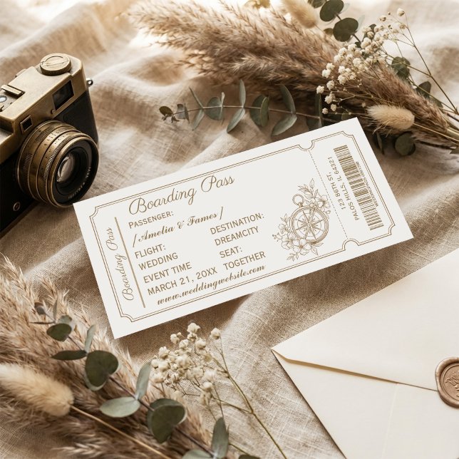 Vintage Boarding Pass Wedding Invitation | Elegant (#WeddingInvitation
#BoardingPassWedding
#TravelWedding
#DestinationWedding
#VintageWedding
#WeddingI)