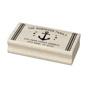 Vintage Boat Anchor Stars Name Return Address Rubber Stamp