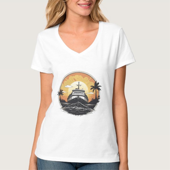 Vintage Boat at Sunset T-shirt (Front)