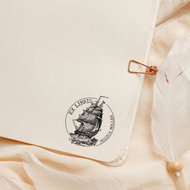 Vintage Boat Ex Libris Library Book  Rubber Stamp (Creator Uploaded)