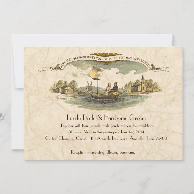 Vintage Boat Lovers Wedding Invitation (Front)