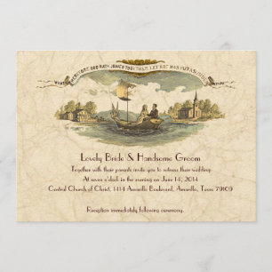 Vintage Boat Lovers Wedding Invitation