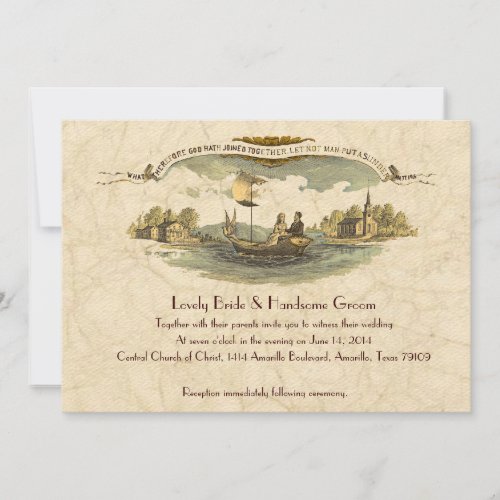 Vintage Boat Lovers Wedding Invitation