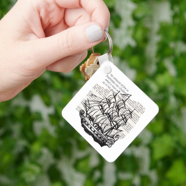 VINTAGE BOAT WITH QUOTE KEYCHAIN (Hand)