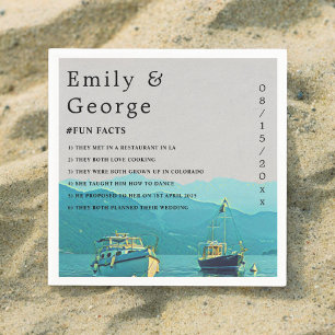 Vintage boats navy seascape destination wedding napkins