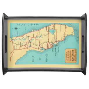 Vintage Boca Grand Florida Map Serving Tray