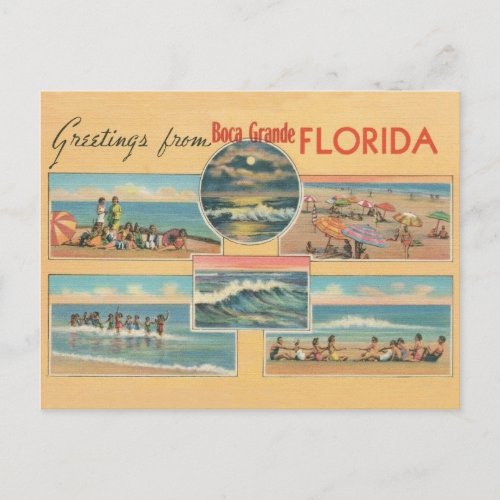 Vintage Boca Grande Gasparilla Florida Greetings Postcard