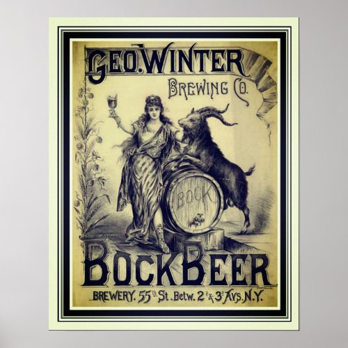 Vintage Bock Beer Poster 16 x 20