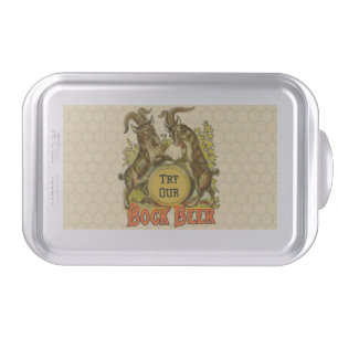 Vintage Bock Beer Poster: Antique Goat Saloon Bar Cake Pan