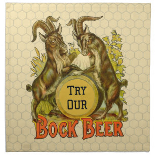 Vintage Bock Beer Poster: Antique Goat Saloon Bar Cloth Napkin