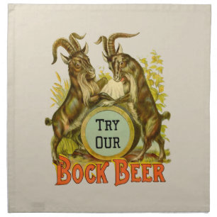 Vintage Bock Beer Poster: Antique Goat Saloon Bar Cloth Napkin