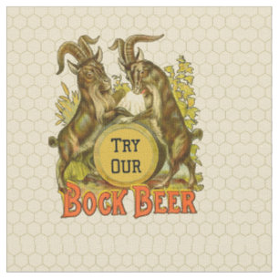 Vintage Bock Beer Poster: Antique Goat Saloon Bar  Fabric