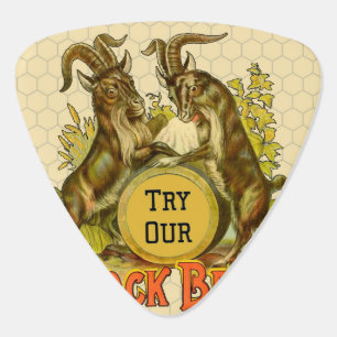 Vintage Bock Beer Poster: Antique Goat Saloon Bar Guitar Pick