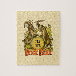 Vintage Bock Beer Poster: Antique Goat Saloon Bar Jigsaw Puzzle