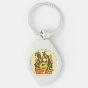 Vintage Bock Beer Poster: Antique Goat Saloon Bar Keychain