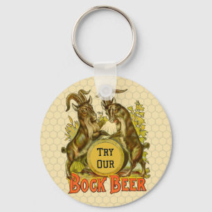 Vintage Bock Beer Poster: Antique Goat Saloon Bar Keychain