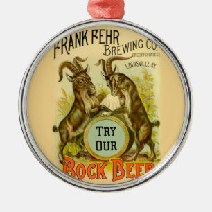 Vintage Bock Beer Poster: Antique Goat Saloon Bar Metal Ornament