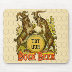 Vintage Bock Beer Poster: Antique Goat Saloon Bar Mouse Pad