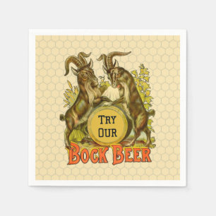 Vintage Bock Beer Poster: Antique Goat Saloon Bar Napkins