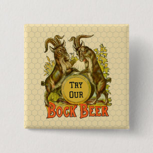 Vintage Bock Beer Poster: Antique Goat Saloon Bar Pinback Button