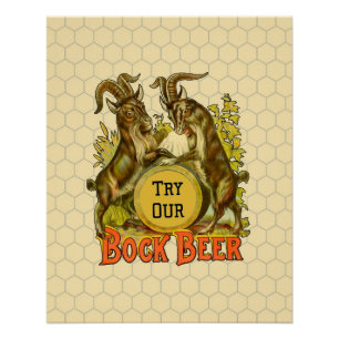 Vintage Bock Beer Poster: Antique Goat Saloon Bar  Poster