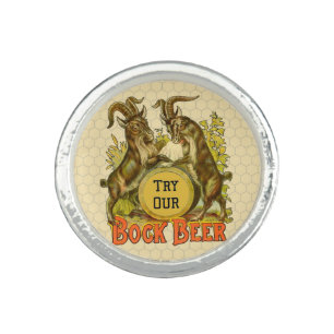 Vintage Bock Beer Poster: Antique Goat Saloon Bar Ring