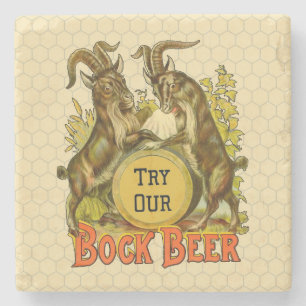 Vintage Bock Beer Poster: Antique Goat Saloon Bar  Stone Coaster