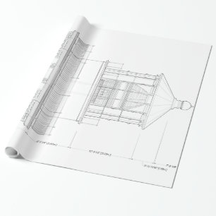 Vintage Bodie Island Lighthouse Blueprint Wrapping Paper