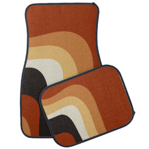 Vintage Bohemian Abstract 70s Groovy Orange Hippie Car Floor Mat