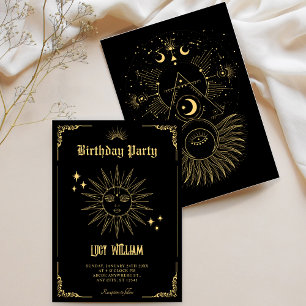 Vintage Bohemian art mystical sun birthday Invitation