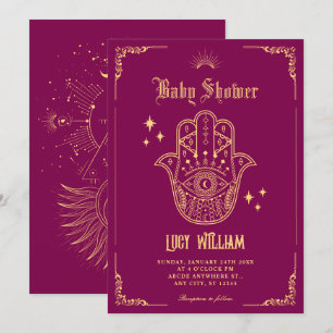 Vintage Bohemian art symbols baby shower Invitation
