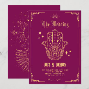 Vintage Bohemian art symbols wedding Invitation